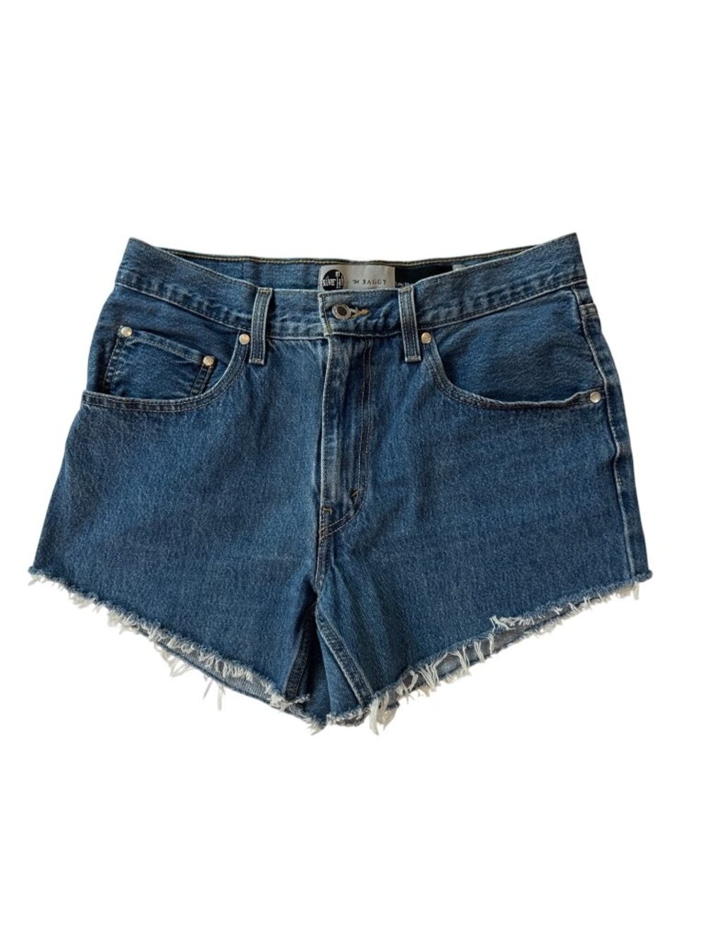 Levis SilverTab Hand Cut Raw Hem Jean Shorts Baggy High Rise Women's Size 30